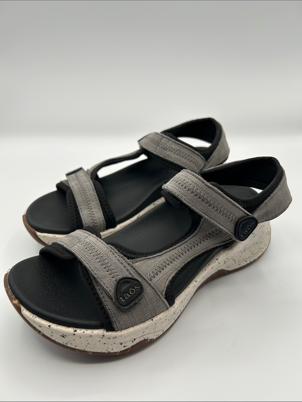 Taos Super Side Gray Sporty Velcro Closure Sport Sandals